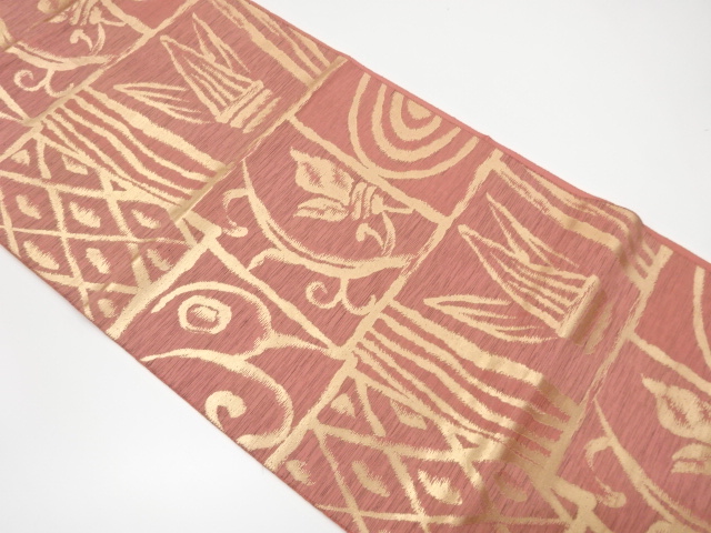 花唐草に抽象模様織り出し名古屋帯